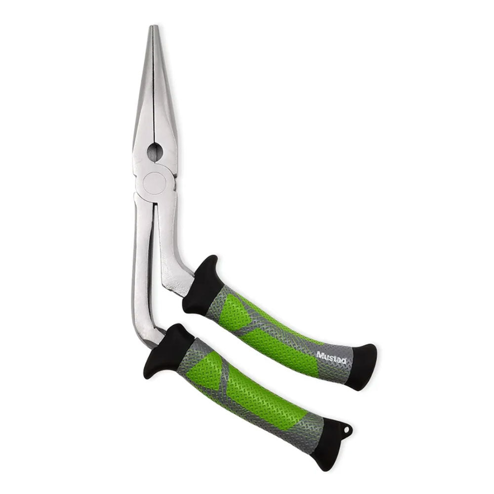 Mustad 11" Pearl Nickel Ergonomic Pistol Pliers - WOO! TUNGSTEN