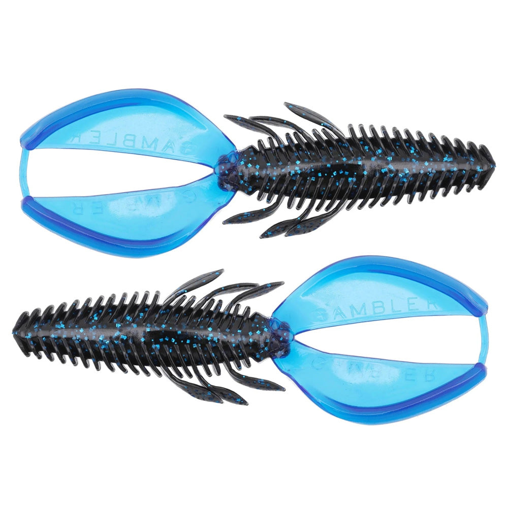 Gambler Super Stinger 5.25" 5pk Black Blue Blue Tail - WOO! TUNGSTEN