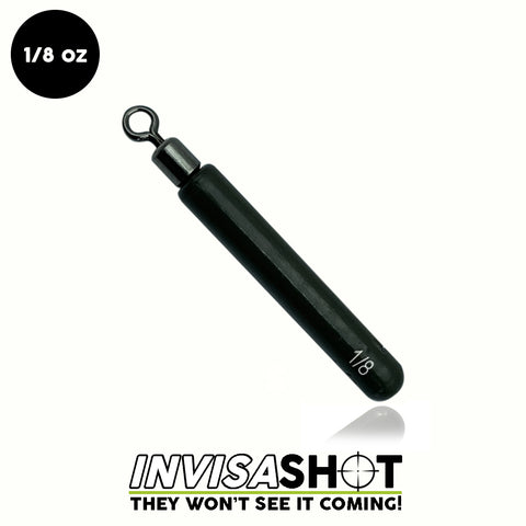 Closed Eye 1/8 oz Green Pumpkin INVISASHOT Tungsten Drop Shot Weight - Skinny (4 pack) - WOO! TUNGSTEN