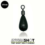 Closed Eye 1/8 oz Green Pumpkin INVISASHOT Tungsten Drop Shot Weight - Tear Drop (4 pack) - WOO! TUNGSTEN
