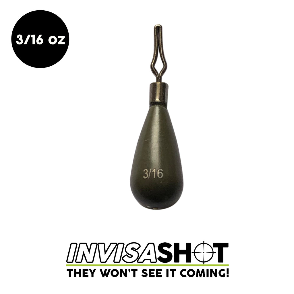 3/16 oz Green Pumpkin INVISASHOT Tungsten Drop Shot Weight - Tear Drop (3 pack) - WOO! TUNGSTEN