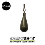 3/16 oz Green Pumpkin INVISASHOT Tungsten Drop Shot Weight - Tear Drop (3 pack) - WOO! TUNGSTEN