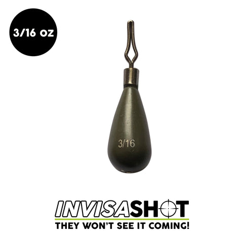 3/16 oz Green Pumpkin INVISASHOT Tungsten Drop Shot Weight - Tear Drop (3 pack) - WOO! TUNGSTEN