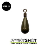 Closed Eye 3/16 oz Green Pumpkin INVISASHOT Tungsten Drop Shot Weight - Tear Drop (3 pack) - WOO! TUNGSTEN