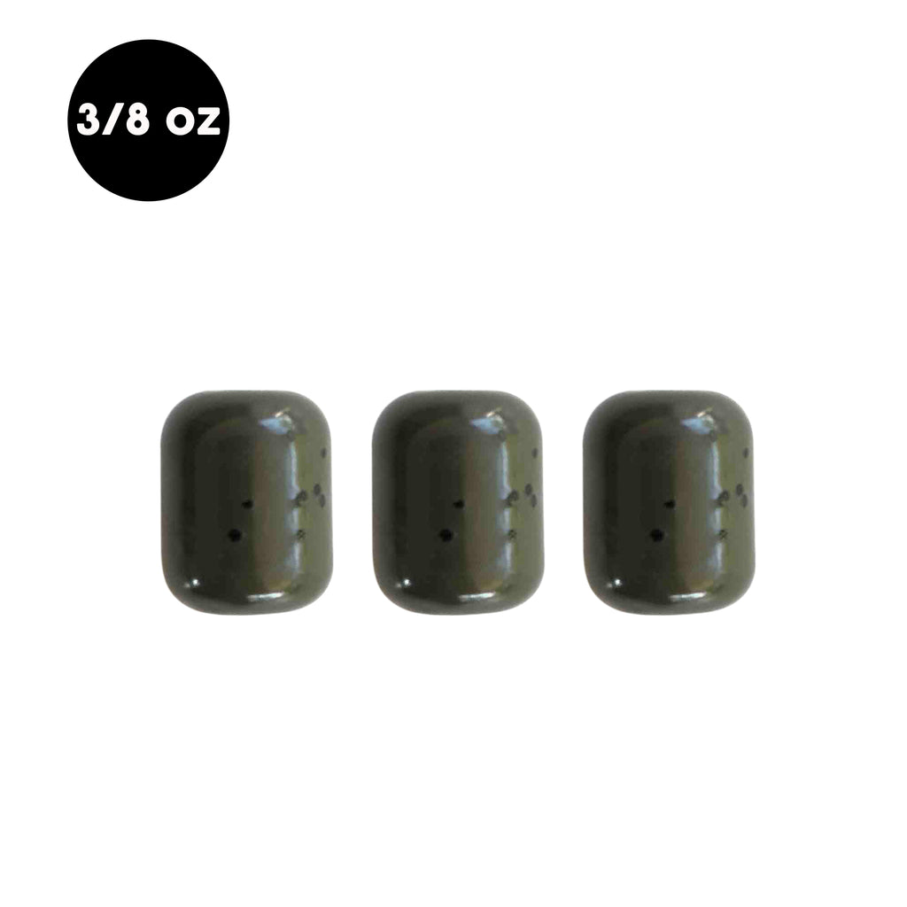 Painted 3/8 oz Tungsten Carolina Rig Barrel Weight (3 Pack) - WOO! TUNGSTEN