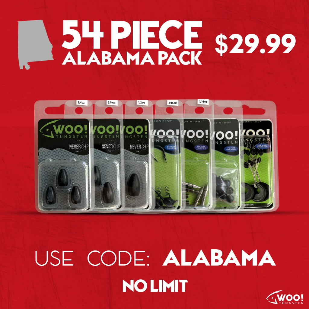 ALABAMA PACK - 54 Pieces - WOO! Tungsten's Top Selling Weights for Fishing  in Alabama