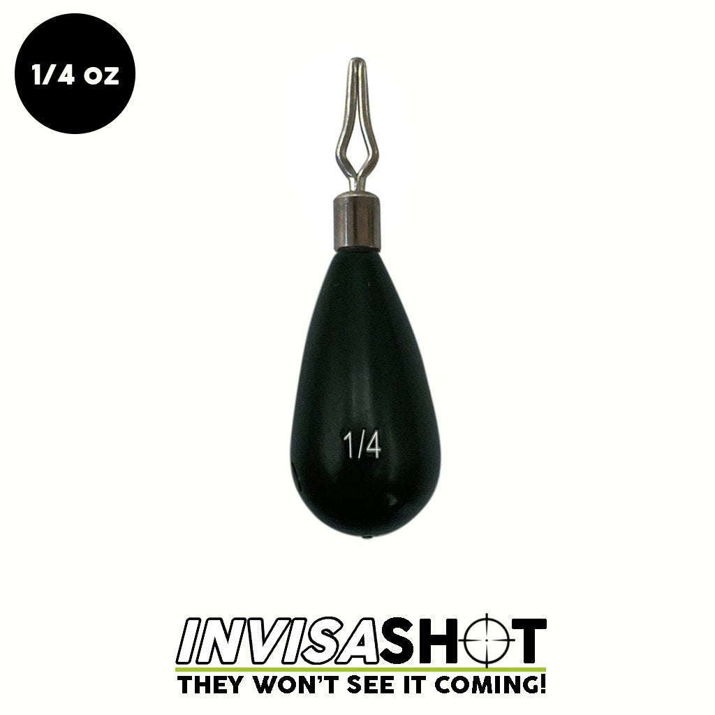 1/4 oz Green Pumpkin INVISASHOT Tungsten Drop Shot Weight - Tear Drop (3 pack) - WOO! TUNGSTEN