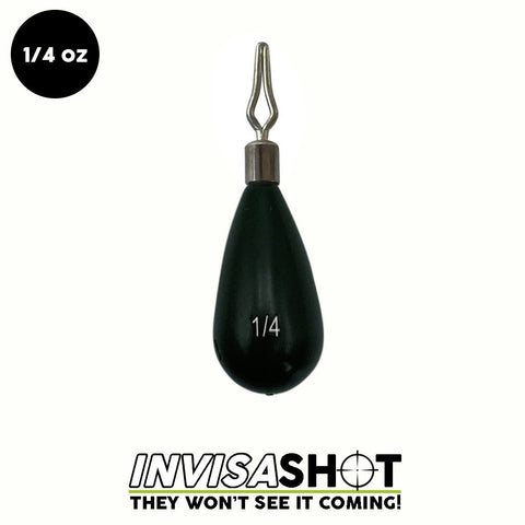 1/4 oz Green Pumpkin INVISASHOT Tungsten Drop Shot Weight - Tear Drop (3 pack) - WOO! TUNGSTEN