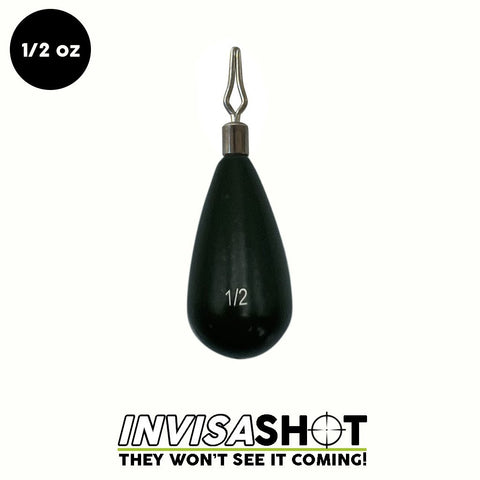 1/2 oz Green Pumpkin INVISASHOT Tungsten Drop Shot Weight - Tear Drop (2 pack) - WOO! TUNGSTEN