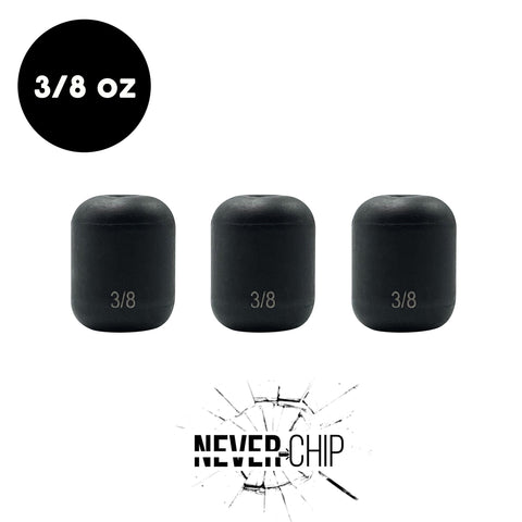 NEVER CHIP 3/8 oz Tungsten Carolina Rig Barrel Weight (3 Pack) - WOO! TUNGSTEN