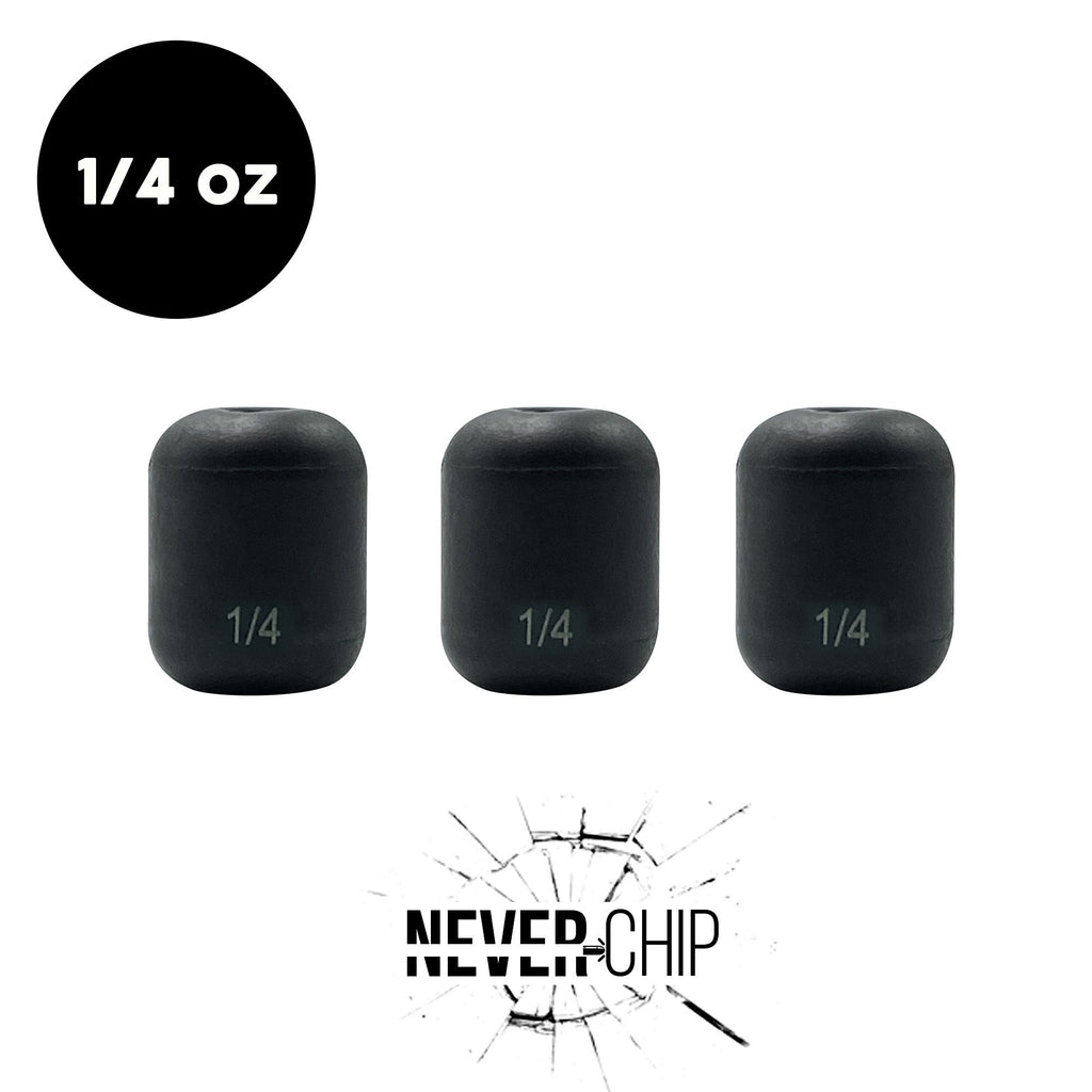 NEVER CHIP 1/4 oz Tungsten Carolina Rig Barrel Weight (3 Pack) - WOO! TUNGSTEN