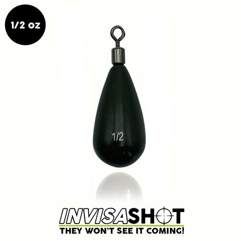 Closed Eye 1/2 oz Green Pumpkin INVISASHOT Tungsten Drop Shot Weight - Tear Drop (2 pack) - WOO! TUNGSTEN