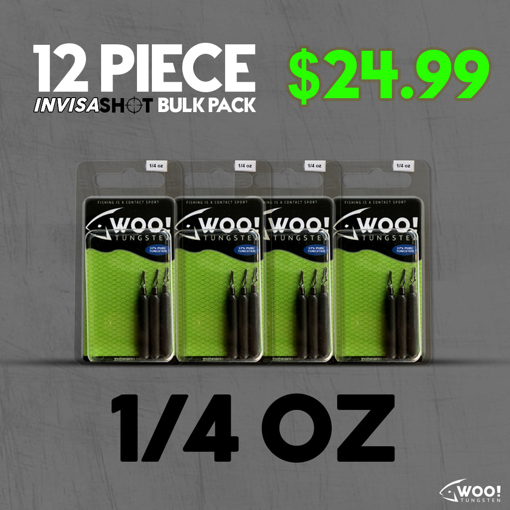 1/4 oz Green Pumpkin INVISASHOT BULK PACK - Skinny (12 pack) - WOO! TUNGSTEN