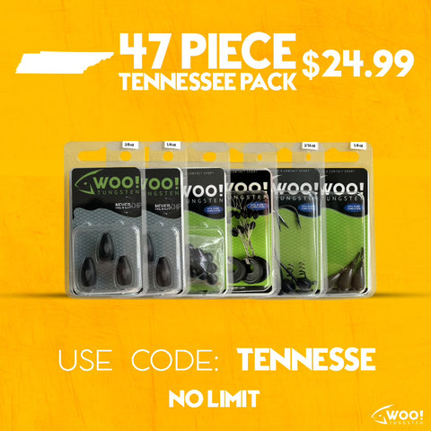 TENNESSEE PACK - 47 Pieces - WOO! Tungsten's Top Selling Weights for Fishing in Tennessee - WOO! TUNGSTEN