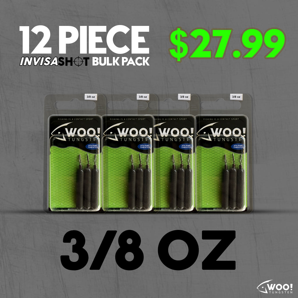 3/8 oz Green Pumpkin INVISASHOT BULK PACK - Skinny (12 pack) - WOO! TUNGSTEN