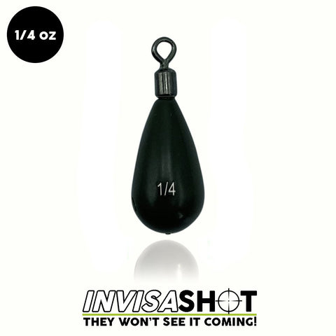 Closed Eye 1/4 oz Green Pumpkin INVISASHOT Tungsten Drop Shot Weight - Tear Drop (3 pack) - WOO! TUNGSTEN