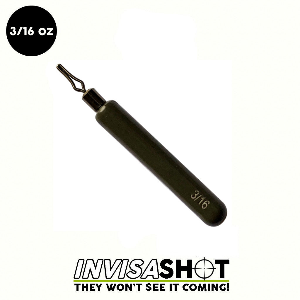 3/16 oz Green Pumpkin INVISASHOT Tungsten Drop Shot Weight - Skinny (3 pack) - WOO! TUNGSTEN