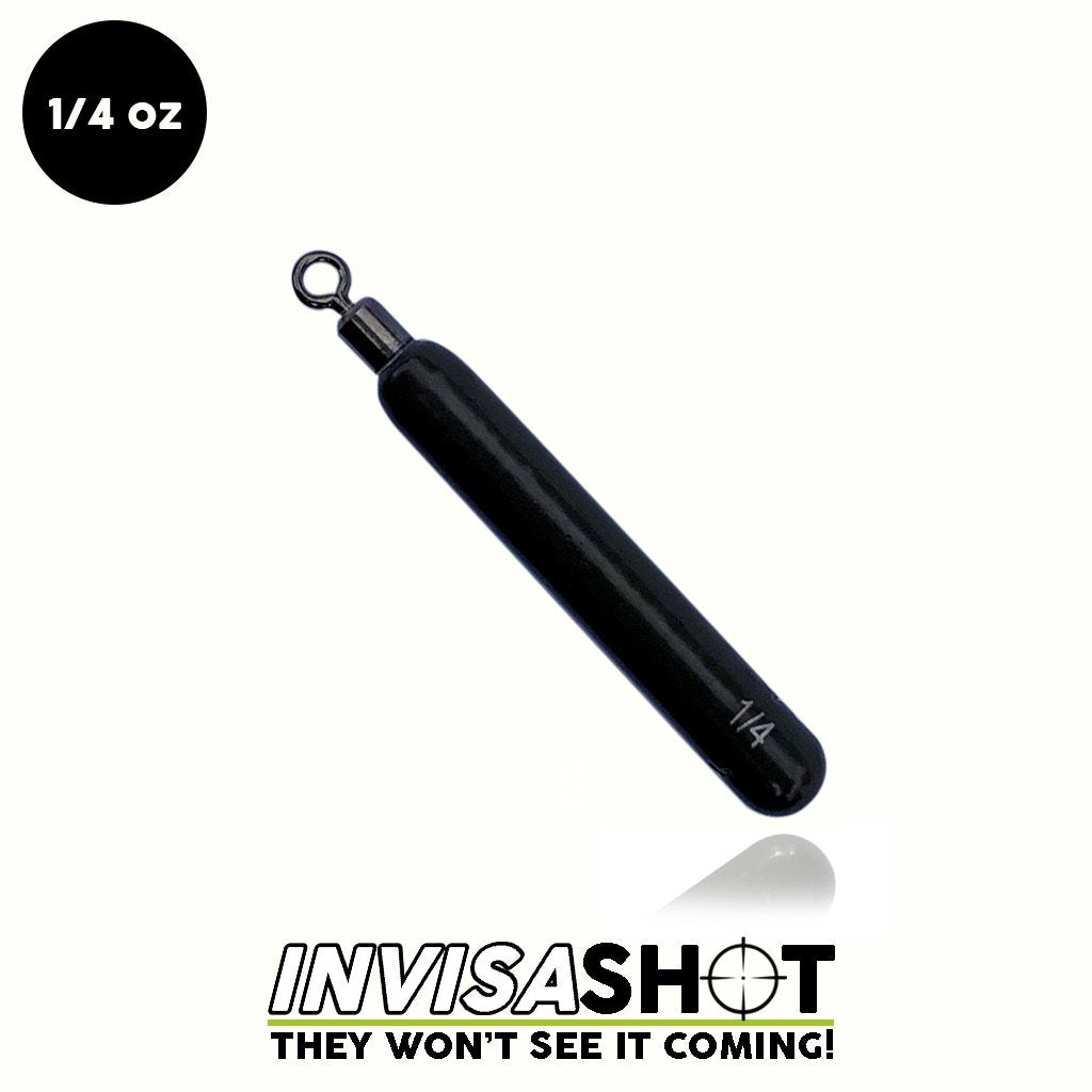 Closed Eye 1/4 oz Green Pumpkin INVISASHOT Tungsten Drop Shot Weight - Skinny (3 pack) - WOO! TUNGSTEN