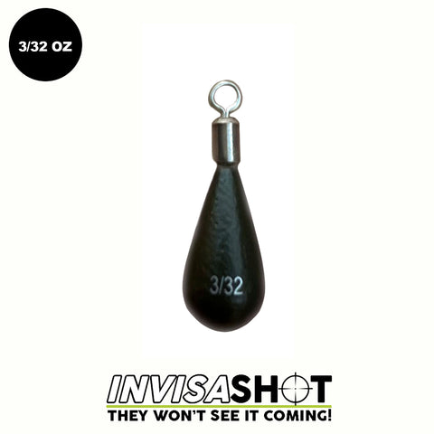 Closed Eye 3/32 oz Green Pumpkin INVISASHOT Tungsten Drop Shot Weight - Tear Drop (4 pack) - WOO! TUNGSTEN