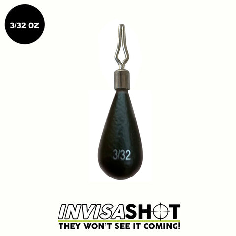 3/32 oz Green Pumpkin INVISASHOT Tungsten Drop Shot Weight - Tear Drop (4 pack) - WOO! TUNGSTEN