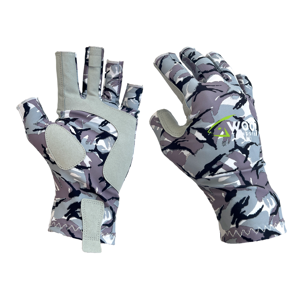 WOO Tungsten UV Performance Fishing Gloves Camo