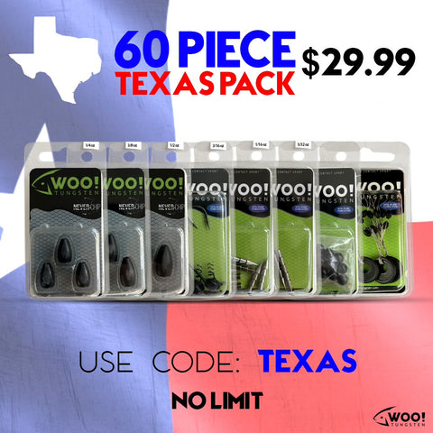 TEXAS PACK - 60 Pieces - Our Top Selling Weights in Texas for $29.99 - WOO! TUNGSTEN