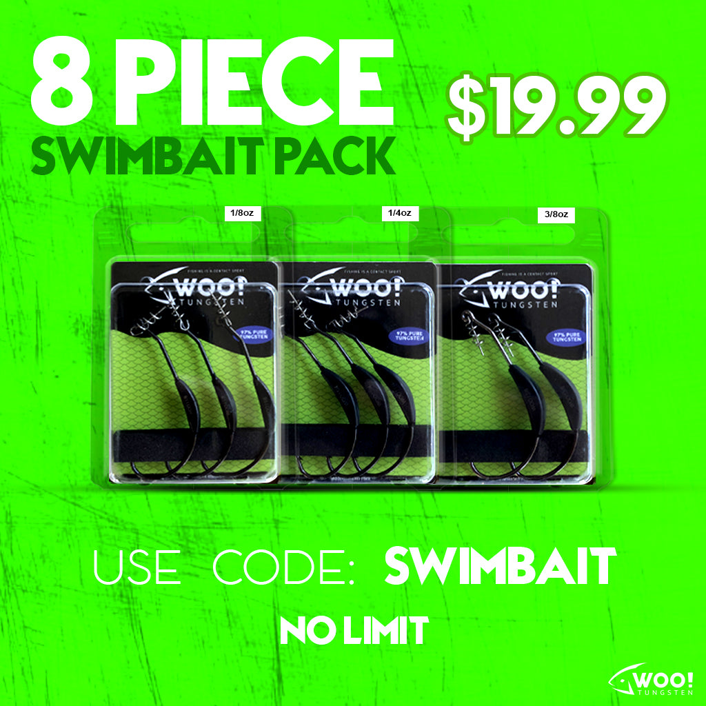 SWIMBAIT PACK - 8 Piece - Never Chip Tungsten Swimbait Hooks - USE CODE "SWIMBAIT" - WOO! TUNGSTEN