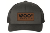 WOO! Tungsten Leather Patch Hat (Charcoal/Black) - WOO! TUNGSTEN