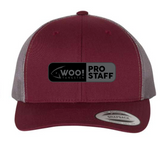 WOO! Tungsten BLACKED OUT Pro Staff Patch Hat (Maroon/Grey) - WOO! TUNGSTEN