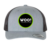 WOO! Tungsten GREEN Circle Logo Patch Hat (Grey/Black) - WOO! TUNGSTEN