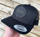 WOO! Tungsten BLACKED OUT Circle Logo Patch Hat (Black/Black) - WOO! TUNGSTEN