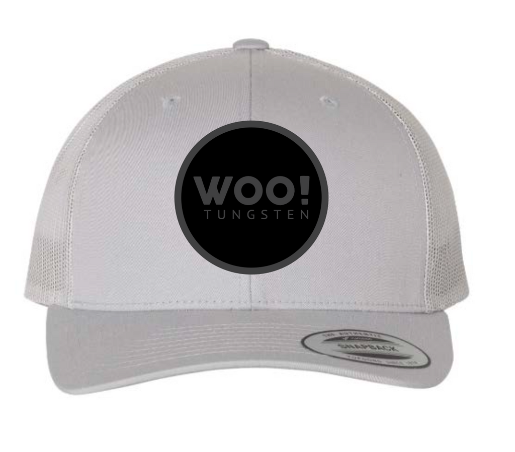 WOO! Tungsten BLACKED OUT Circle Logo Patch Hat (Silver/Silver) - WOO! TUNGSTEN