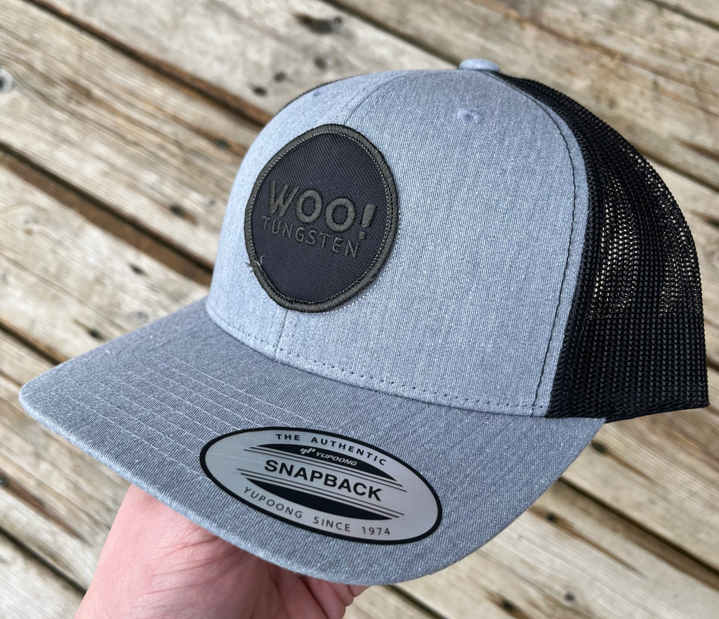 WOO! Tungsten BLACKED OUT Circle Logo Patch Hat (Grey/Black) - WOO! TUNGSTEN