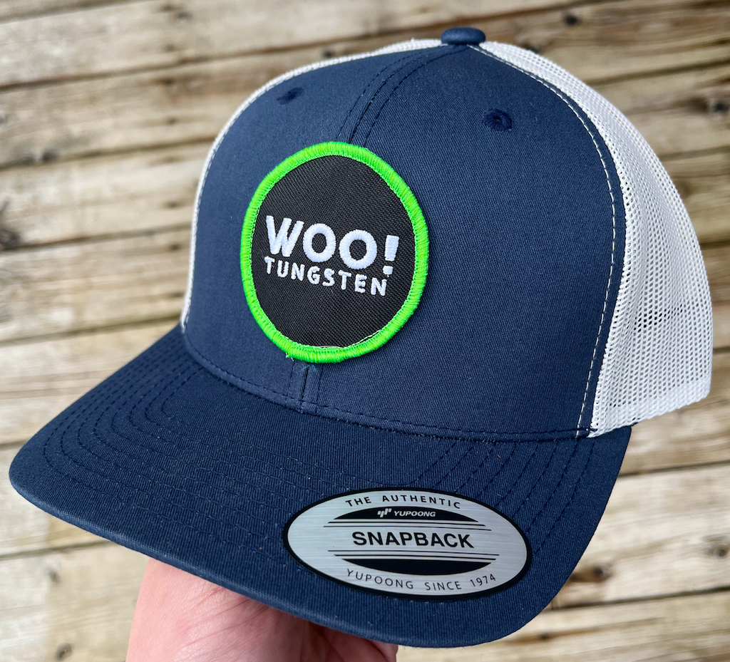 WOO! Tungsten GREEN Circle Logo Patch Hat (Navy/Grey) - WOO! TUNGSTEN