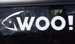 WOO! 8" Boat/Kayak/Vehicle Sticker (White) - WOO! TUNGSTEN