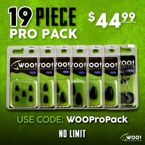 PRO PACK - 19 Piece - Between 1/16 oz and 3/4 oz (Black) - USE CODE "WOOPROPACK" - WOO! TUNGSTEN