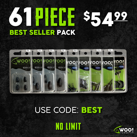 BEST SELLER PACK - 61 Pieces of WOO! Tungsten Best Selling Weights and Accessories - WOO! TUNGSTEN