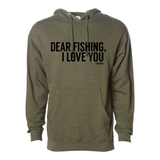 Dear Fishing, I Love You Hoodie (Military Green) - WOO! TUNGSTEN