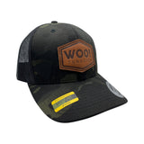 WOO! Tungsten Leather Patch Hat (Dark Camo) - WOO! TUNGSTEN